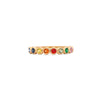 14K Gold Rainbow Multi Color Bezel Set Gemstone Stacking Band Ring