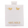 14K Solid Gold Mini Butterfly Stud Earrings on Screw Backs