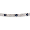 14K White Gold Diamond and Blue Sapphire Pave Bangle Bracelet