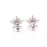 14K White Gold Flower Motif Blue and White Diamond Stud Earrings