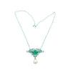 14.89 Carat Minor Oil Colombian Emerald & Green Gold Enamel Art Nouveau Necklace