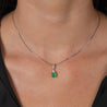 14k Gold Colombian Emerald and 3 Round Diamond Top Pendant Necklace