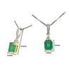 14k Gold Colombian Emerald and 3 Round Diamond Top Pendant Necklace