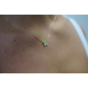 14k Solid Yellow Gold Tsavorite Butterfly Charm Floating Pendant Necklace – Assay Jewelers