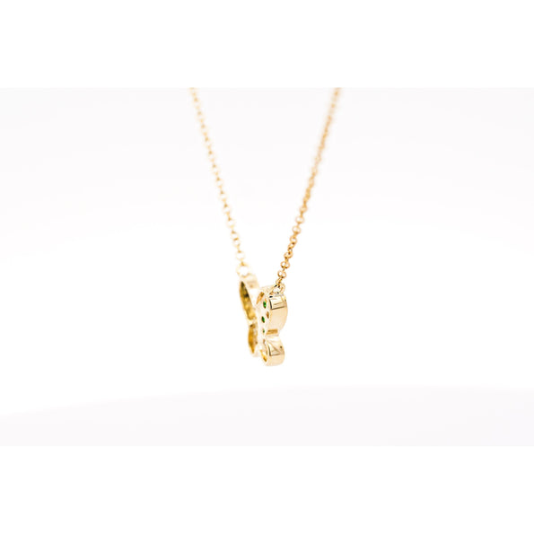 14k Solid Yellow Gold Tsavorite Butterfly Charm Floating Pendant Necklace