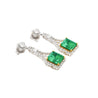 15 Carat Colombian Minor Oil Emerald & Diamond Dangle Earrings in 18K White Gold