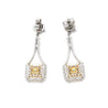 15 Carat Colombian Minor Oil Emerald & Diamond Dangle Earrings in 18K White Gold