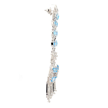 15 Carat Oval Aquamarine & Diamond 18K White Gold Retro Dangle Earrings – Assay Jewelers