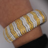 15 Carat Yellow & White Round Cut Diamond in 18K Cuff Bangle Bracelet