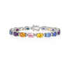 15.63 Carat Multi Color Sapphire & Diamond Bracelet in 18K White Gold Station