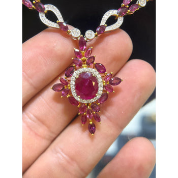 15.66 Carat Ruby & 3.17 Carat Diamond Pendant Necklace 18K Solid Gold – Assay Jewelers