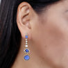 ~16 Carat Cabochon Cut Burma Sapphire AGL Certified and Diamond 14K Earrings