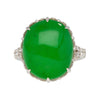 17.86 Carat Oval Cut Jadeite Jade and Diamond Ring in 18K White Gold 7