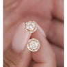 18K Gold 0.72 Carat Natural Diamond Cluster Illusion Set Round Stud Earrings