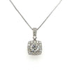 18K Gold 1CT Runder im Labor gezüchteter Diamant-Pendant-Halskette mit Diamant-Halo