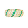 18K Gold 2 Carat Emerald & Diamond Pave Cluster Band Ring