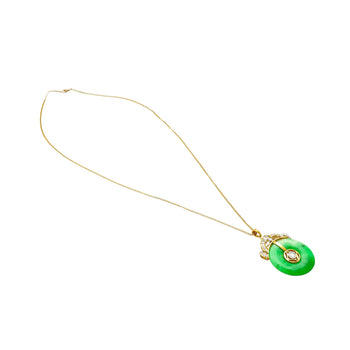 Collier avec Pendentif disque en jadéite en or 18K, jade circulaire, diamants taille baguette et taille ronde – Assay Jewelers