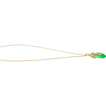 Collier Pendentif disque en jade jadeïte en or 18K avec jade circulaire, baguette et diamants taille ronde – Assay Jewelers
