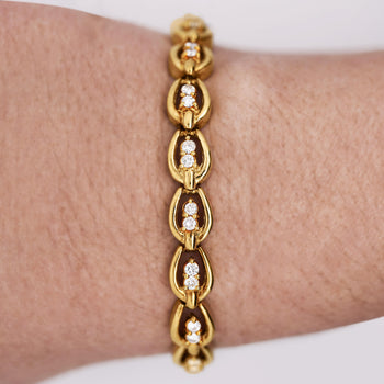 18K Gold Vintage Oval Interlocking Link Diamond Bracelet – Assay Jewelers
