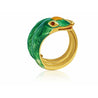 18K Gold and Green Enamel Snake Ring