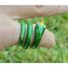 18K Gold and Green Enamel Snake Ring