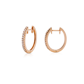 18K Rose Gold 1/3 Carat Huggie Hoop Earrings Latch Backs – Assay Jewelers