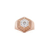 18K Rose Gold Hexagonal Shape Mesh Finish Ring, Bracelet, Pendant Set