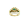 18K Solid Gold Oval Cut Natural Emerald Ring in Textured Ribbed Gold & Diamond Halo