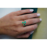 18K Solid Gold Thin Ribbed Textured Band Emerald, Ruby, Or Sapphire Ring