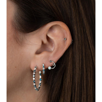 18K White Gold 0.50 CT Blue & White Diamond Inside Out Huggie Hoop Earrings – Assay Jewelers