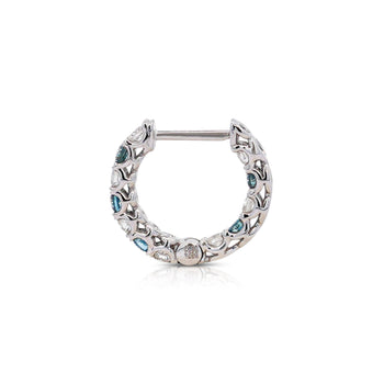 18K White Gold 0.50 CT Blue & White Diamond Inside Out Huggie Hoop Earrings – Assay Jewelers