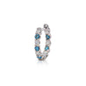 18K White Gold 0.56 CT Blue & White Diamond Inside Out Huggie Hoop Earrings