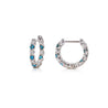 18K White Gold 0.56 CT Blue & White Diamond Inside Out Huggie Hoop Earrings