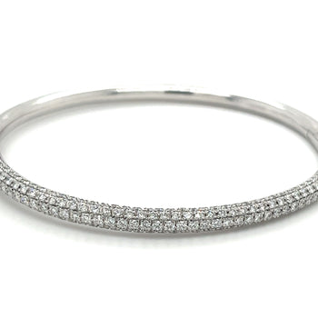 18K White Gold 3.7 Carat Round Cut Micro Pave Natural Diamond Bangle Bracelet – Assay Jewelers