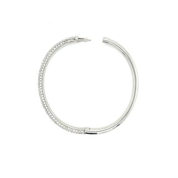 18K White Gold 3.7 Carat Round Cut Micro Pave Natural Diamond Bangle Bracelet – Assay Jewelers