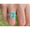18K White Gold Emerald & Princess Cut Diamond Ring