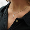 18K White Gold Lab Grown Diamond Graduated Single Line Pendant Necklace