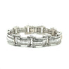 18K White Gold Unisex 12.72 CT TW Channel Set Baguette & Round Diamond Encrusted Bracelet