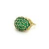 18K Yellow Gold Round Natural Emerald Gemstone Cluster Dome Ring