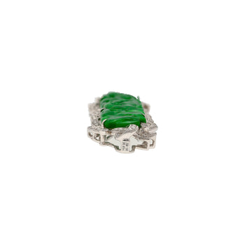 18.20 Carat Carved Dragon Green Jadeite Jade Grade "A" & Diamonds Pendant & Pin Crossover – Assay Jewelers