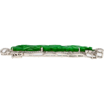 18.20 Carat Carved Dragon Green Jadeite Jade Grade "A" & Diamonds Pendant & Pin Crossover – Assay Jewelers
