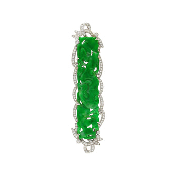 18.20 Carat Carved Dragon Green Jadeite Jade Grade "A" & Diamonds Pendant & Pin Crossover – Assay Jewelers