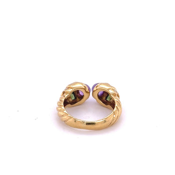 Bague ouverte rétro style Anciens en or 18k avec améthyste, péridot et diamants – Assay Jewelers