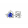 18k White gold Toi et Moi Ring with Natural Emerald cut Diamond and Heart Shape Tanzanite