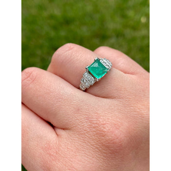 1935 Art Deco Triangle Cut Emerald in Vintage Platinum Ring – Assay Jewelers