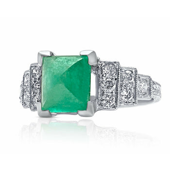 1935 Art Deco Triangle Cut Emerald in Vintage Platinum Ring – Assay Jewelers