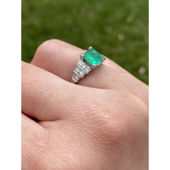 1935 Art Deco Triangle Cut Emerald in Vintage Platinum Ring – Assay Jewelers