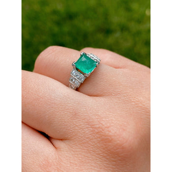 1935 Art Deco Triangle Cut Emerald in Vintage Platinum Ring – Assay Jewelers