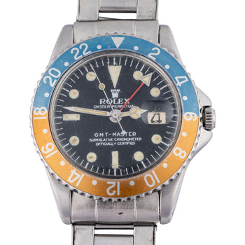 1964 Rolex GMT-Master Ref. 1675 PCG “Pepsi” with Gilt Dial & Chronograph Papers – Assay Jewelers