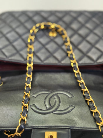 1990s Chanel Vintage Jumbo Single Flap Quilted Lambskin 24k Plated CC Logo – Assay Jewelers